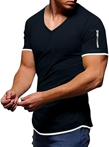 חולצות טריקו XXBR עבור Mens v Neck Summer שרוול קצר צמרות ספורט אימון אתלטי אופנה שרירים