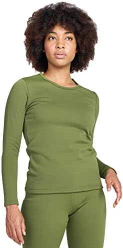 חלקים תחתונים תרמיים של Lapasa נשים, חולצת צוואר שרוול ארוך מרופדת צמר שרוול ארוך חולצת צוואר אור/אמצע/משקל