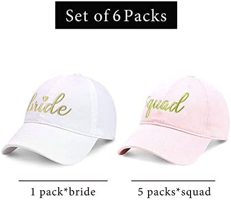 מתנות למסיבות ומעבר לכובע בייסבול שושבינה, כובע מסיבת רווקות 6 חבילות, כובע כיתת כלה למתנה לחתונה