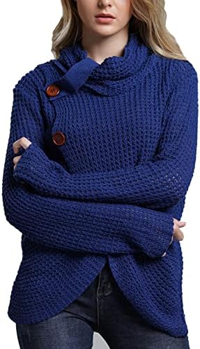 סוודרים לנשים לאימון אופנה סרוג צוואר גבוה שרוול ארוך גודל גדול סוודר רופף מזדמן