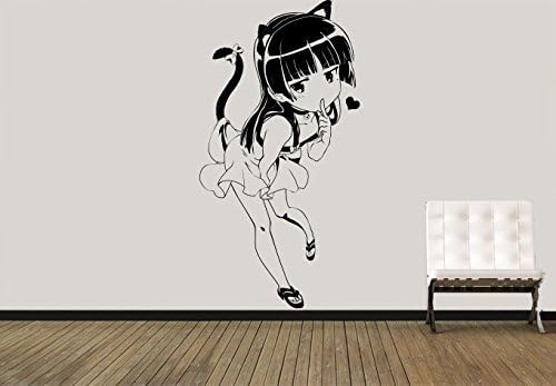 מדבקת מדבקות קיר ויניל אנימה קומיקס כלי נשק ילדה יפנית לילדים חדר שינה A76