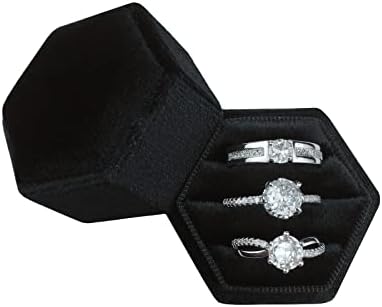 משושה קטיפה טבעת תיבת-פרימיום עתיק בעבודת יד 3 חריצים קטן טבעת תיבת לחתונה טקס הצעת אירוסין יום הולדת