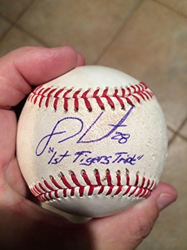 Triple הראשון של JD Martinez כ- Tiger -MLB Holo חתום/כתוב Tiger Trieple Triple - MLB משמש חתימה משומש