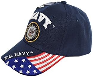 סמל חיל הים של ארהב עם דגל על ​​שטר כובע ארהב חיל הים המורשה לחיל הים כחול כובע CAP602G 4-01-D