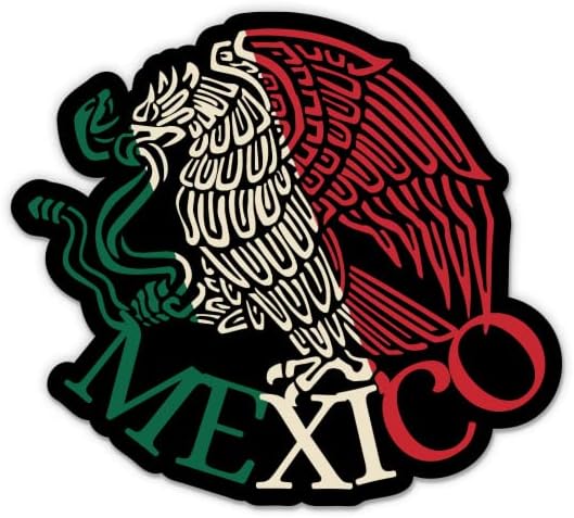 מדבקת מקסיקו - מדבקת מחשב נייד 3 אינץ ' - ויניל אטום למים לרכב, טלפון, בקבוק מים - מדבקת דגל הנשר המקסיקני