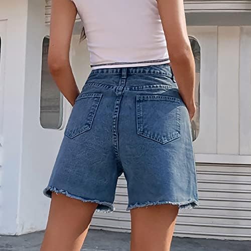 מכנסיים קצרים של ג'ין לנשים מותניים גבוהים מכנסיים קצרים ברגליים קצרים מזדמנים קיץ קצר מכנסיים קצרים