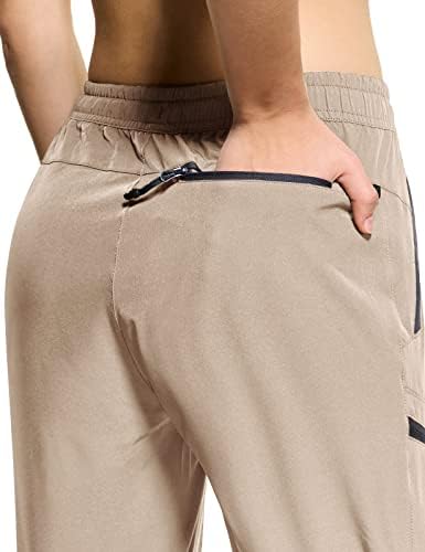 מכנסי טיול לנשים CQR מכנסיים חיצוניים, מכנסי מטען קלים עם כיסי רוכסן, מכנסי אתלטי עמידים למים
