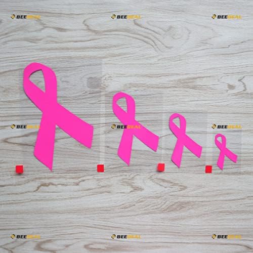 סמל סרט ורוד לסרטן השד מודעות למדבקות מדבקות ויניל - 4 חבילה, 2 אינץ ', 3 אינץ', 4 אינץ ', 6 אינץ' -