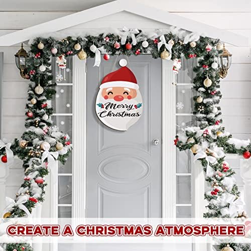 Bucherry חג המולד דלת עץ שלטי עץ סנטה קיר קיר תלה עיצוב סנטה קלאוס שלג איש חג המולד עץ תלייה קישוטים