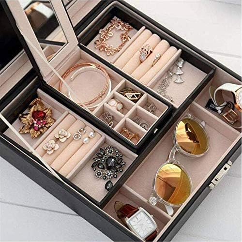 תיבת תכשיטים yfqhdd ， קופסת תכשיטים לנשים מארגן תכשיטים, 2 שכבות - קופסאות תכשיטים מחזיק תכשיטים מארז
