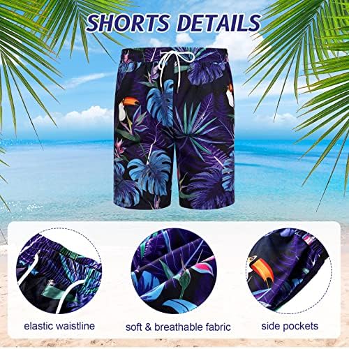 4 יח 'חולצות בהוואי ומכנסיים קצרים קבעו כפתור מזדמן טרופי למטה וחליפות מכנסיים קצרים עם כובעי דלי ומשקפי