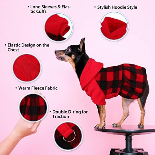 שמלות קפוצ'ונים של כלבים של סוונג פליס, בגדי חורף עם כלב עם טבעת גורים משובצים משובצים עם טבעת D, חצאית