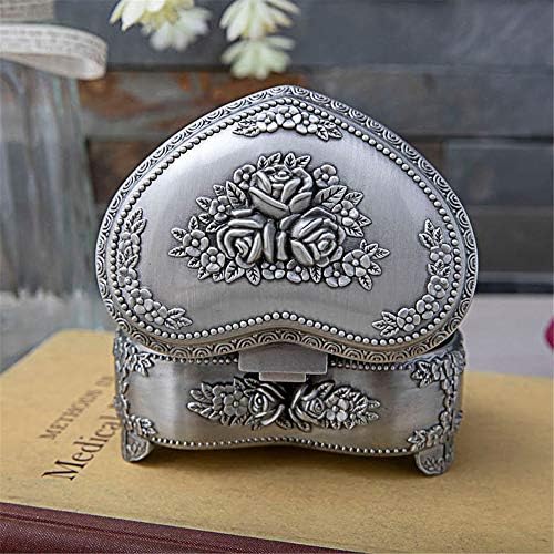 Dekika Mini Mini תיבת אחסון תכשיטים מעודנת, תיבת תכשיט, קופסת אחסון מתכתית באירופה בצורת לב, תיבת אחסון