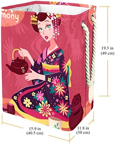 דייה עמיד למים סלי כביסה גבוה חסון מתקפל תה טקס יפני גיישה הדפסת סל למבוגרים ילדים בני נוער בנות בחדרי