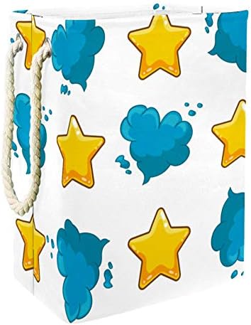 דייה כחול ענן צהוב כוכבים דפוס סלי כביסה סל גבוה חסון מתקפל למבוגרים ילדים בני נוער בנות בחדרי שינה