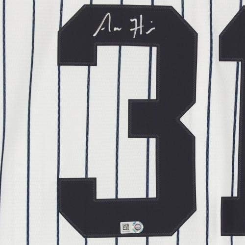 ממוסגר אהרון היקס ניו יורק יאנקיס חתימה על חתימת נייק נייקי ג'רזי - גופיות MLB עם חתימה